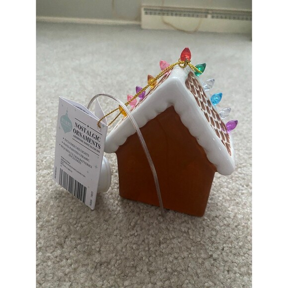 Merry Moments Ceramic Gingerbread House Nostalgic Ornament Brown NWT - Picture 7 of 12